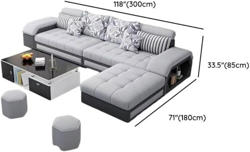 Comfynest U-Shaped Sectional Sofa Set - 5/6 Seater Convertible Sofa Bed with Button Tufted Back - Image 2